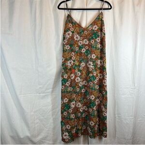 Stitch & pine 70's Retro Floral Slip Midi Dress lightweight